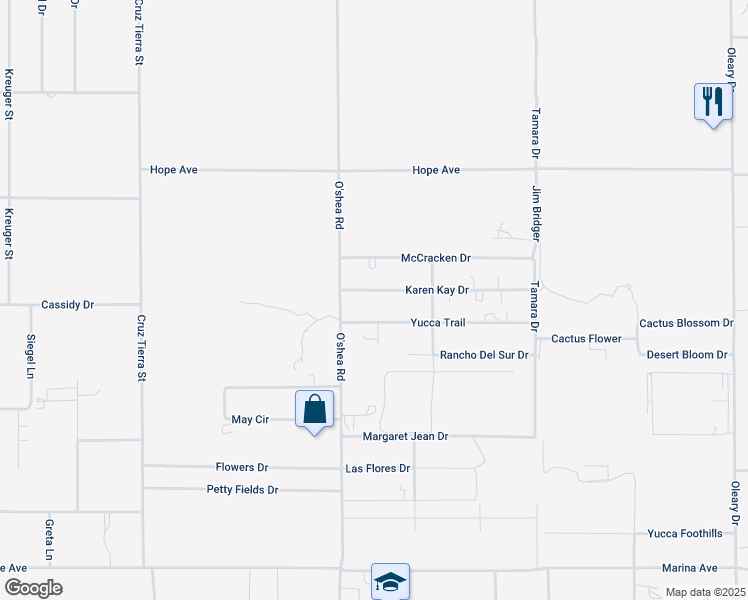 map of restaurants, bars, coffee shops, grocery stores, and more near 14931 Yucca Trail in El Paso
