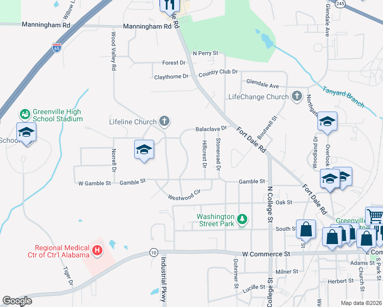 map of restaurants, bars, coffee shops, grocery stores, and more near 404-426 Balaclava Drive in Greenville