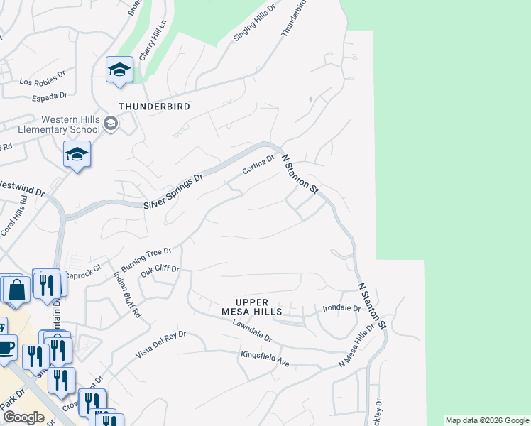 map of restaurants, bars, coffee shops, grocery stores, and more near 624 Skydale Drive in El Paso