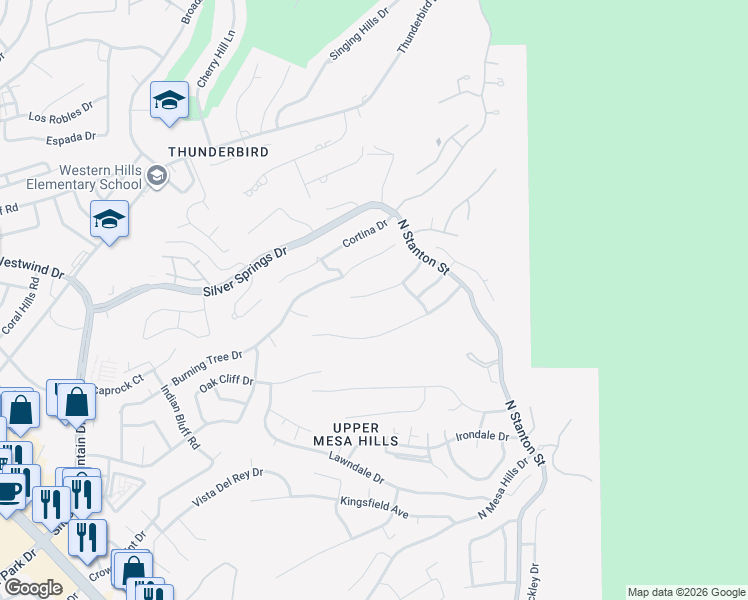 map of restaurants, bars, coffee shops, grocery stores, and more near 624 Skydale Drive in El Paso