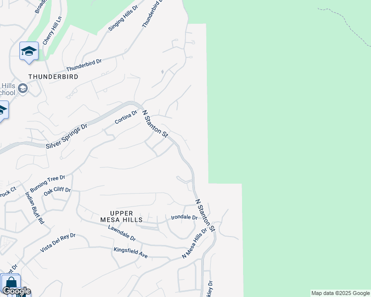 map of restaurants, bars, coffee shops, grocery stores, and more near 5812 Coronado Ridge Drive in El Paso