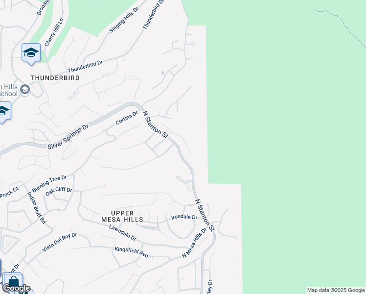 map of restaurants, bars, coffee shops, grocery stores, and more near 5812 Coronado Ridge Drive in El Paso
