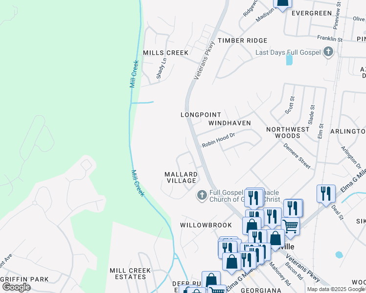 map of restaurants, bars, coffee shops, grocery stores, and more near 815 Mandarin Drive in Hinesville