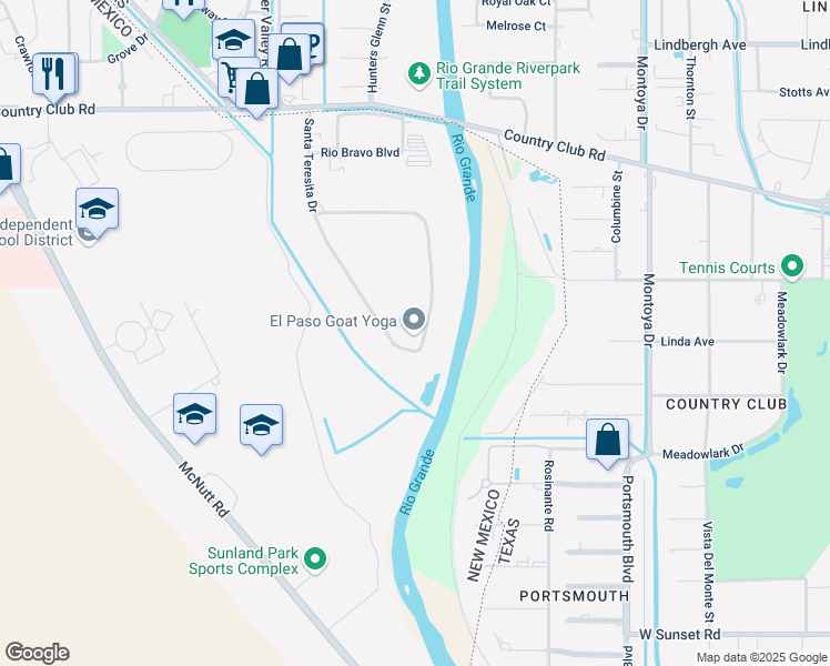 map of restaurants, bars, coffee shops, grocery stores, and more near 5460 Santa Teresita Drive in Santa Teresa