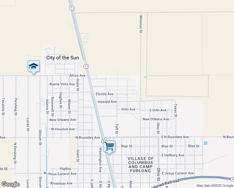 map of restaurants, bars, coffee shops, grocery stores, and more near Florida Avenue in Columbus