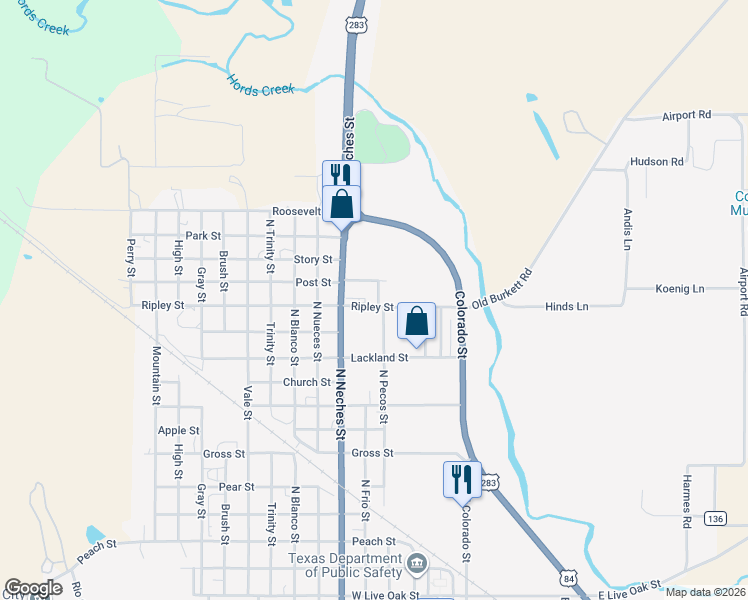 map of restaurants, bars, coffee shops, grocery stores, and more near 303 Post Street in Coleman