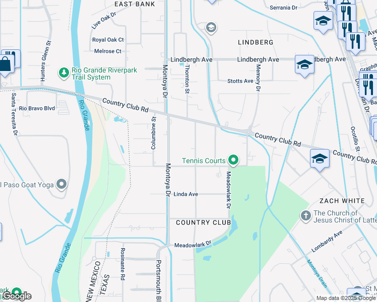 map of restaurants, bars, coffee shops, grocery stores, and more near 5029 Vista Del Monte Street in El Paso