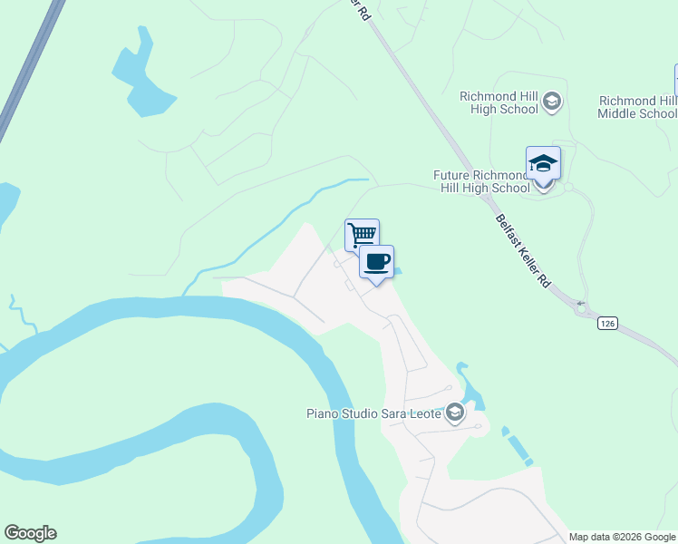 map of restaurants, bars, coffee shops, grocery stores, and more near 12 Gale Break Circle in Richmond Hill