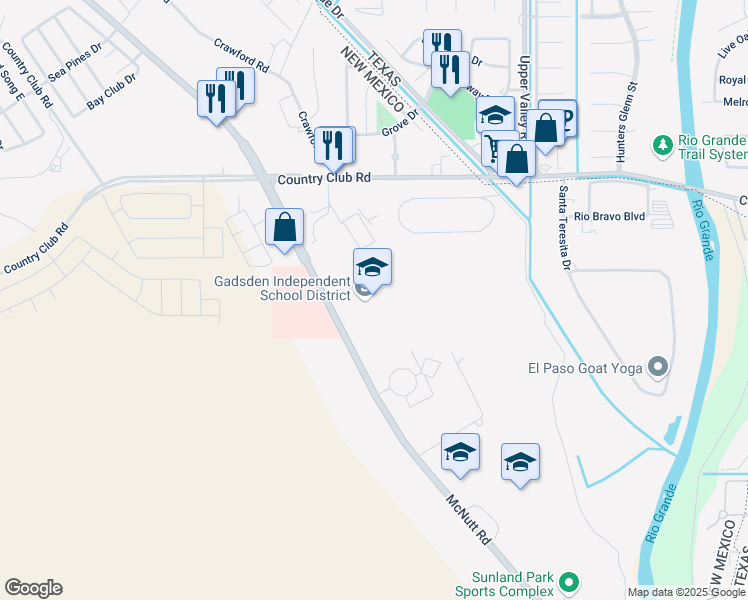 map of restaurants, bars, coffee shops, grocery stores, and more near 4950 McNutt Road in Santa Teresa