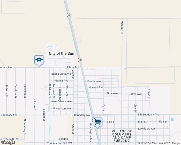 map of restaurants, bars, coffee shops, grocery stores, and more near Buena Vista Avenue in Columbus