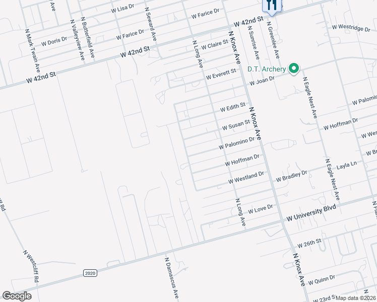 map of restaurants, bars, coffee shops, grocery stores, and more near 12370 West Palomino Drive in Odessa