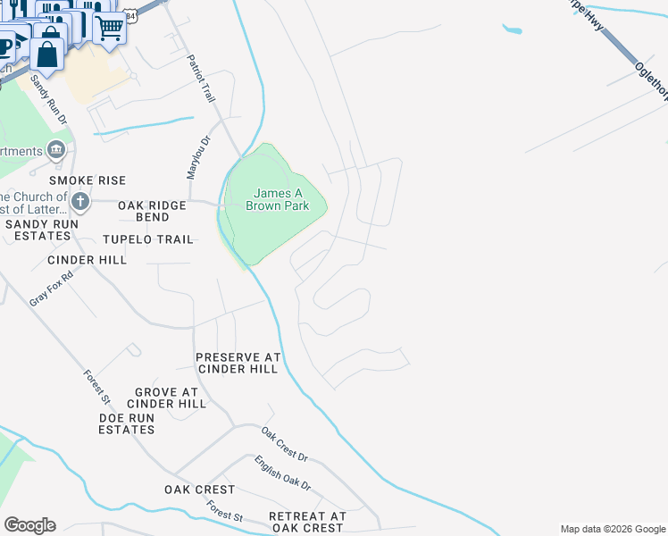 map of restaurants, bars, coffee shops, grocery stores, and more near 800 Tupelo Trail in Hinesville
