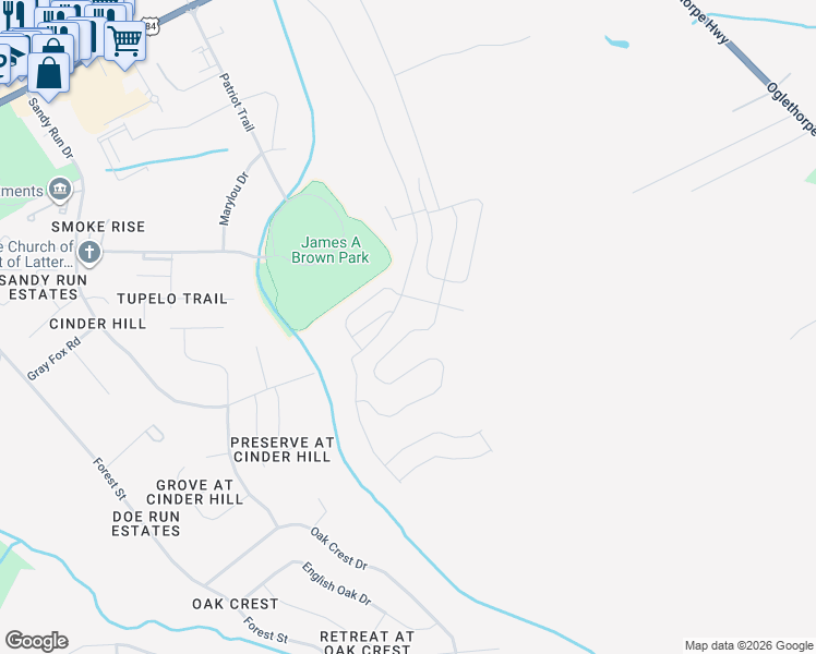 map of restaurants, bars, coffee shops, grocery stores, and more near 800 Tupelo Trail in Hinesville