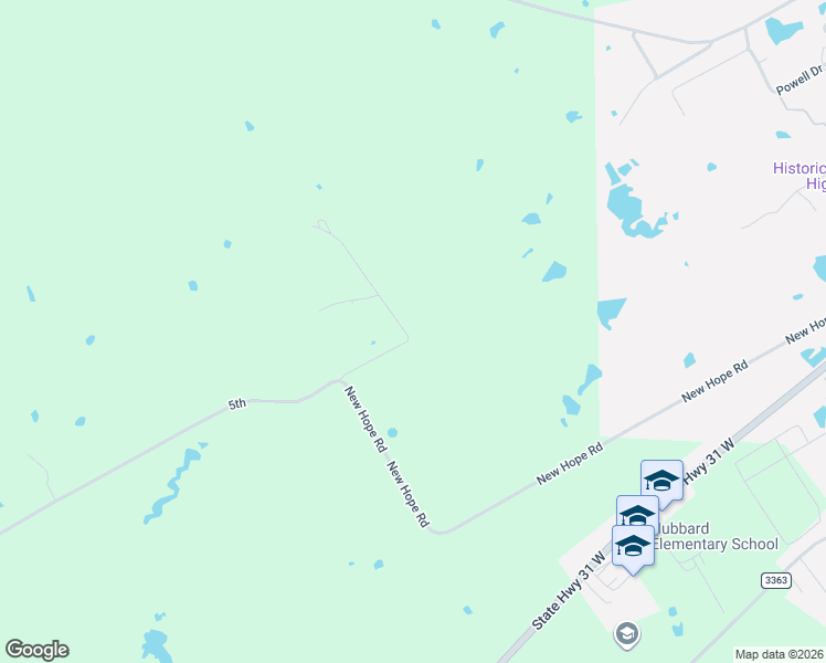 map of restaurants, bars, coffee shops, grocery stores, and more near 147 Private Road 335 in Hubbard