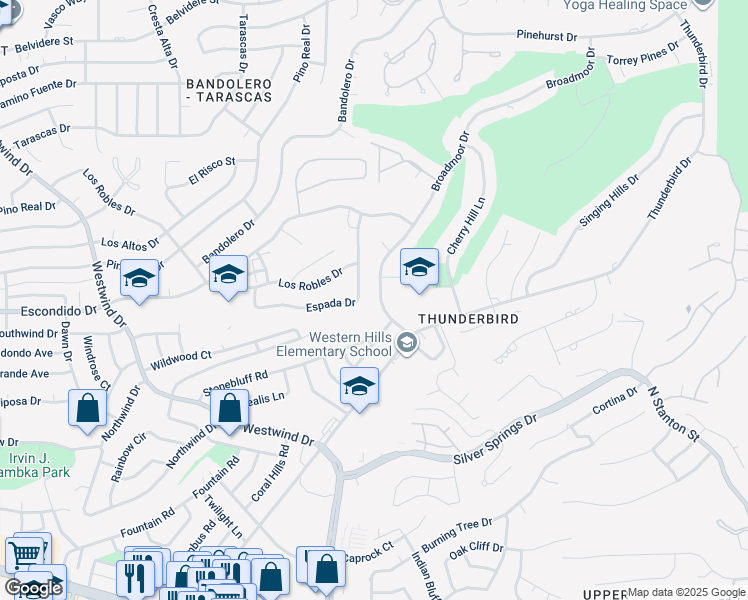map of restaurants, bars, coffee shops, grocery stores, and more near 843 Broadmoor Drive in El Paso