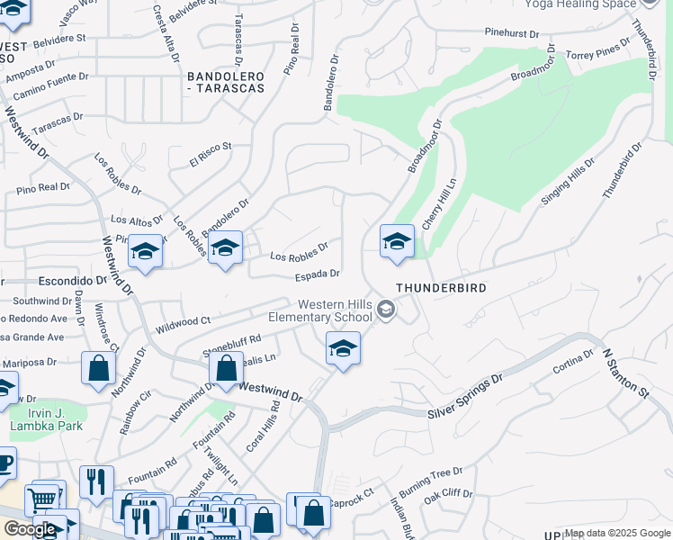 map of restaurants, bars, coffee shops, grocery stores, and more near 745C Espada Drive in El Paso