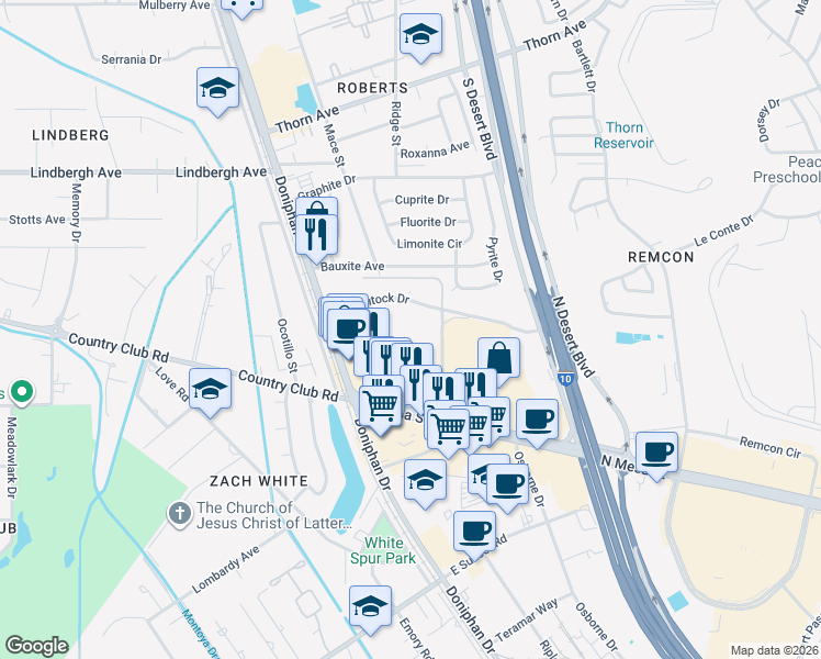 map of restaurants, bars, coffee shops, grocery stores, and more near 5070 Conley Road in El Paso