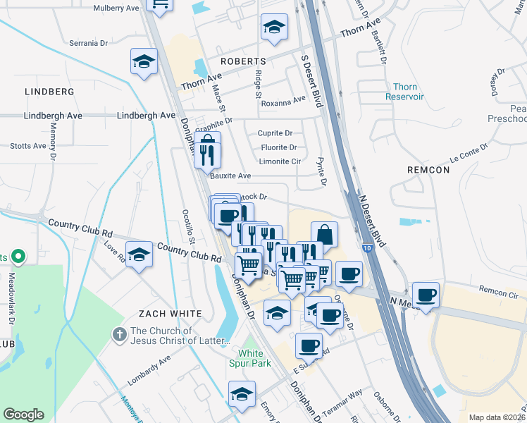 map of restaurants, bars, coffee shops, grocery stores, and more near 5070 Conley Road in El Paso