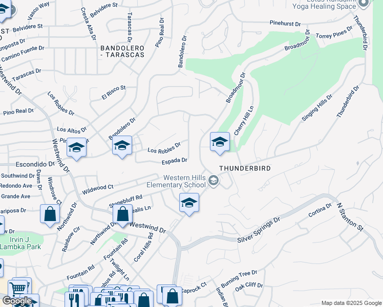 map of restaurants, bars, coffee shops, grocery stores, and more near 843 Broadmoor Drive in El Paso