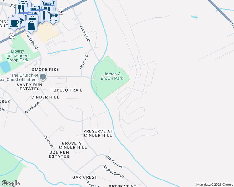 map of restaurants, bars, coffee shops, grocery stores, and more near 800 Tupelo Trail in Hinesville
