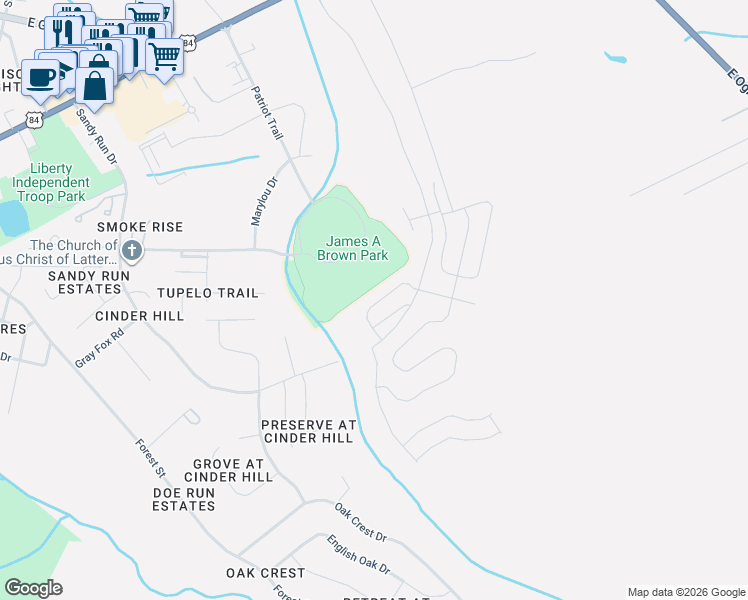 map of restaurants, bars, coffee shops, grocery stores, and more near 800 Tupelo Trail in Hinesville