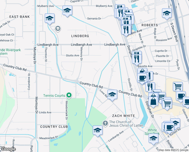 map of restaurants, bars, coffee shops, grocery stores, and more near 310 Corte Del Rey in El Paso