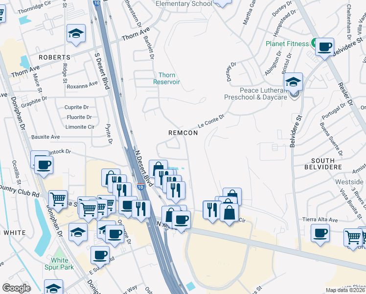 map of restaurants, bars, coffee shops, grocery stores, and more near 354 Flemish Circle in El Paso
