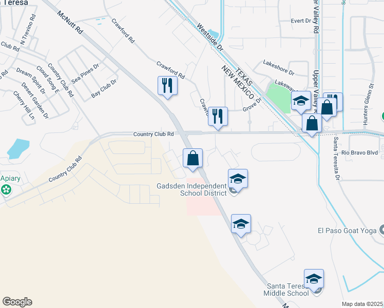map of restaurants, bars, coffee shops, grocery stores, and more near 5165 McNutt Road in Sunland Park