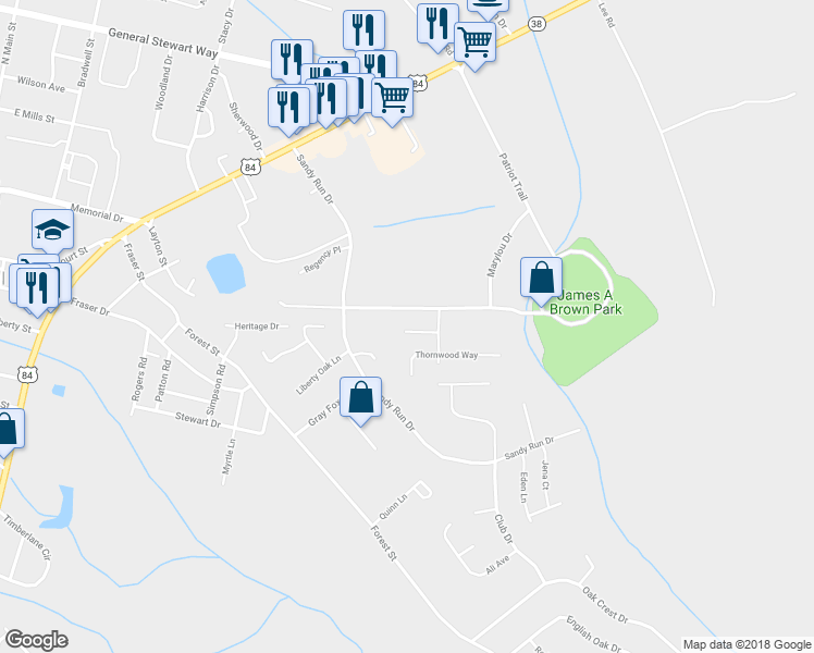 map of restaurants, bars, coffee shops, grocery stores, and more near 608 Palmetto Trce in Hinesville