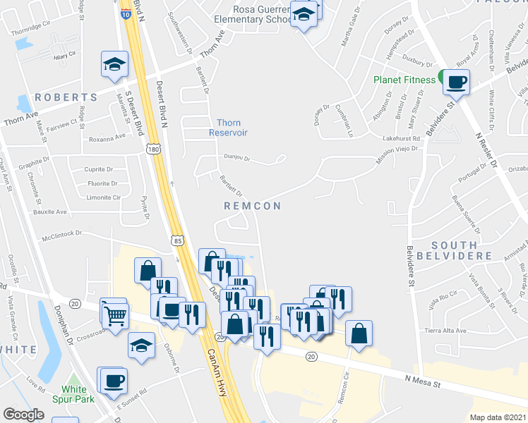 map of restaurants, bars, coffee shops, grocery stores, and more near 354 Flemish Circle in El Paso