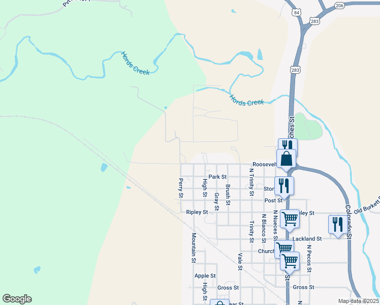 map of restaurants, bars, coffee shops, grocery stores, and more near 1300 Roosevelt Street in Coleman