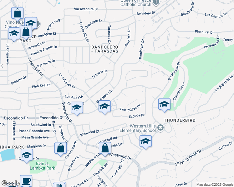 map of restaurants, bars, coffee shops, grocery stores, and more near 6212 Escondido Drive in El Paso