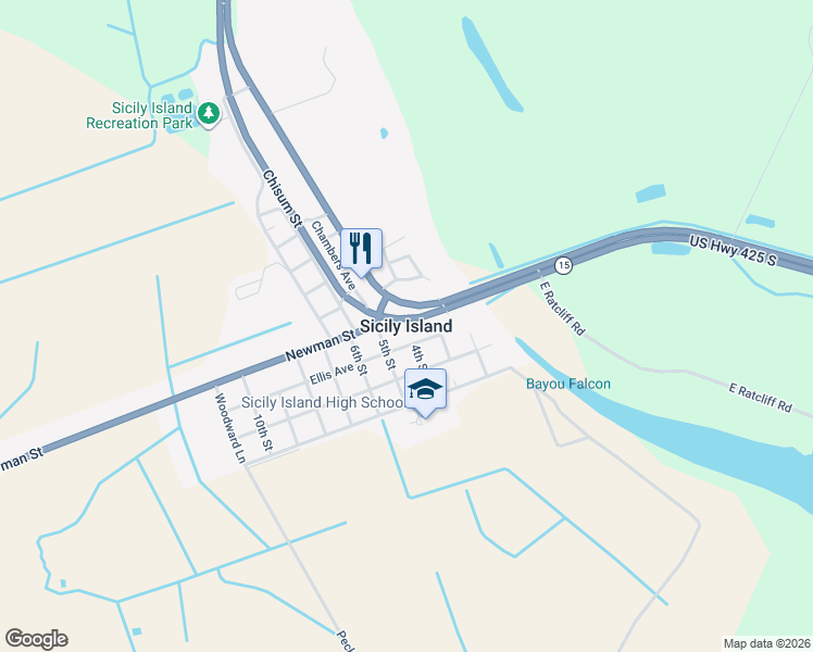 map of restaurants, bars, coffee shops, grocery stores, and more near in Sicily Island