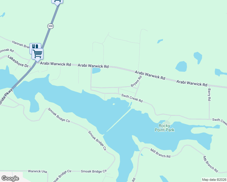 map of restaurants, bars, coffee shops, grocery stores, and more near 181 Swift Creek Road in Cordele