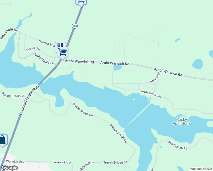 map of restaurants, bars, coffee shops, grocery stores, and more near 134 Swift Creek Road in Cordele