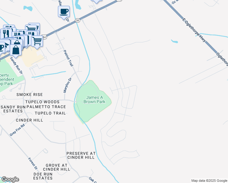 map of restaurants, bars, coffee shops, grocery stores, and more near 113 Hamlet Court in Hinesville