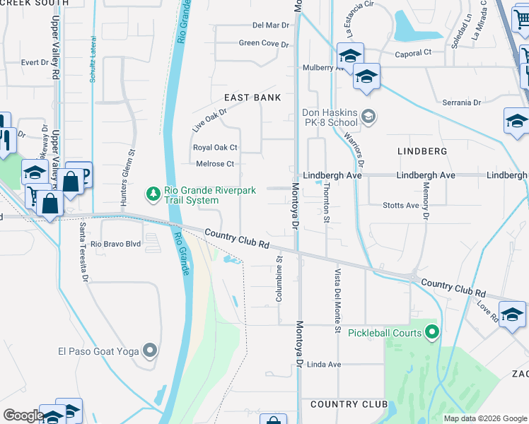 map of restaurants, bars, coffee shops, grocery stores, and more near 733 Montoya Oak Drive in El Paso