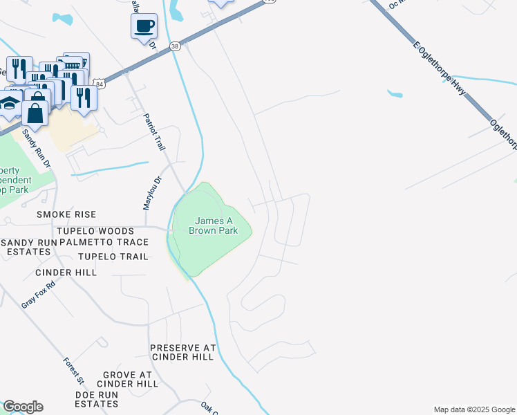 map of restaurants, bars, coffee shops, grocery stores, and more near 113 Hamlet Court in Hinesville