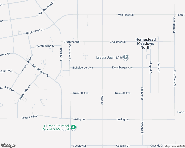 map of restaurants, bars, coffee shops, grocery stores, and more near 14460 Eichelberger Avenue in El Paso