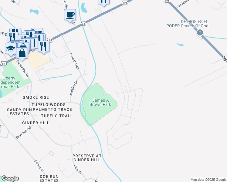 map of restaurants, bars, coffee shops, grocery stores, and more near 159 Hamlet Court in Hinesville