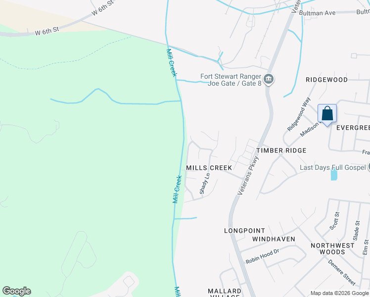 map of restaurants, bars, coffee shops, grocery stores, and more near 962 Black Willow Drive in Hinesville