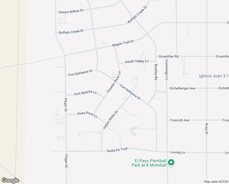 map of restaurants, bars, coffee shops, grocery stores, and more near 5080 Powder River Lane in El Paso