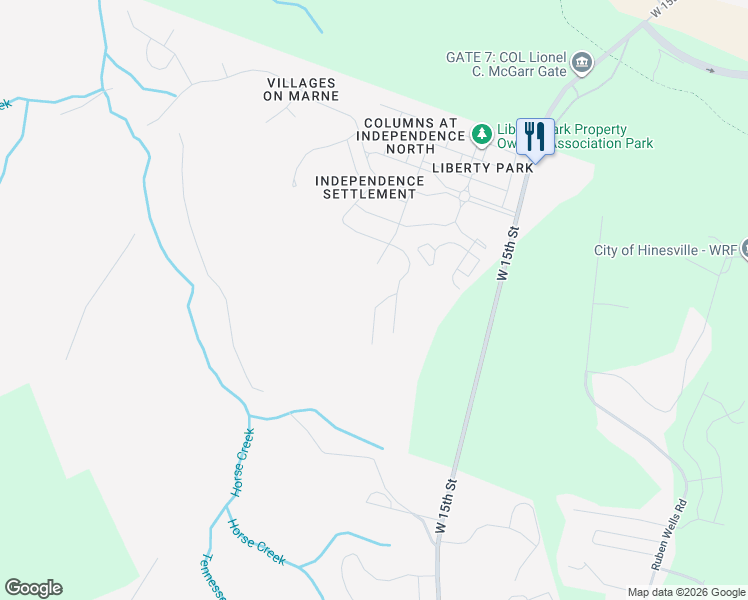 map of restaurants, bars, coffee shops, grocery stores, and more near 200 Farnsworth Trail in Hinesville
