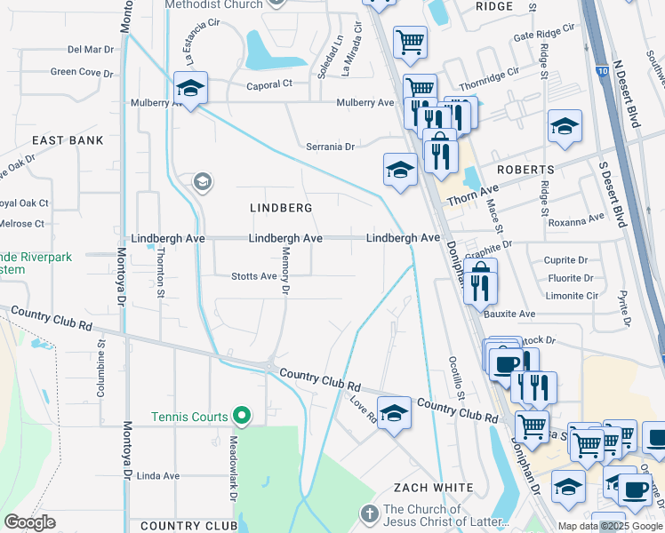map of restaurants, bars, coffee shops, grocery stores, and more near 311 Stotts Avenue in El Paso