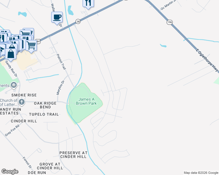 map of restaurants, bars, coffee shops, grocery stores, and more near 159 Hamlet Court in Hinesville