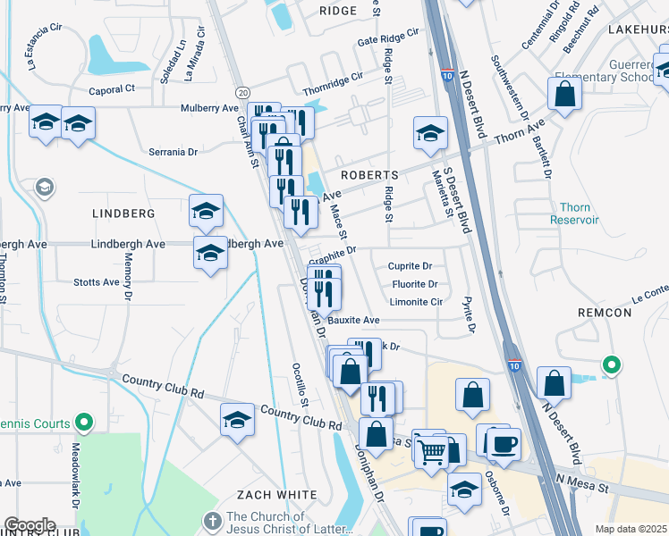 map of restaurants, bars, coffee shops, grocery stores, and more near in El Paso