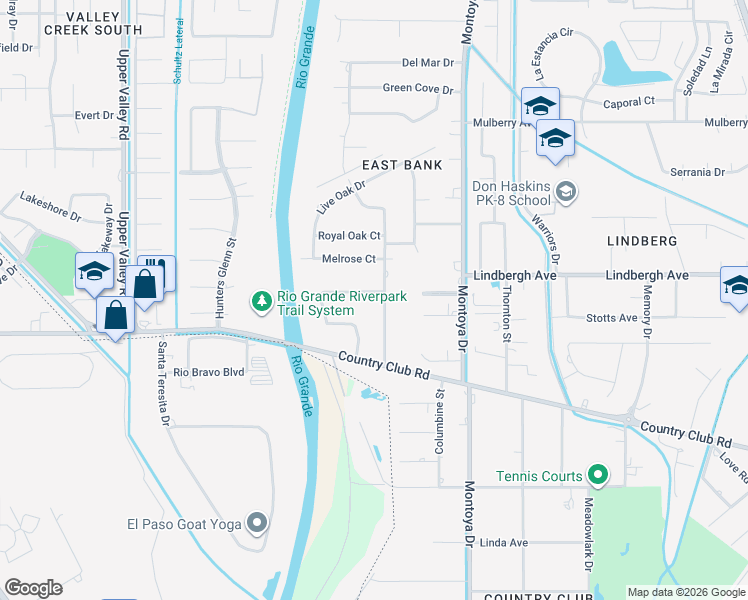 map of restaurants, bars, coffee shops, grocery stores, and more near 5168 Willow Creek Drive in El Paso