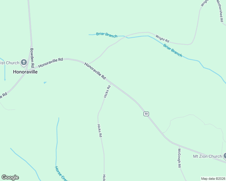 map of restaurants, bars, coffee shops, grocery stores, and more near Hicks Road in Honoraville