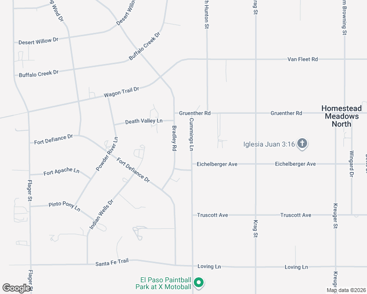 map of restaurants, bars, coffee shops, grocery stores, and more near 5156 Bradley Road in El Paso