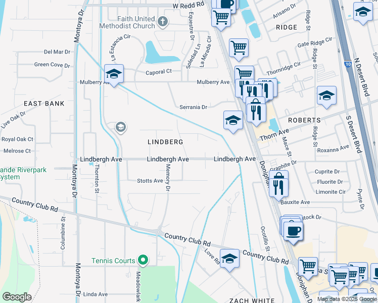 map of restaurants, bars, coffee shops, grocery stores, and more near 5204 Mora Drive in El Paso